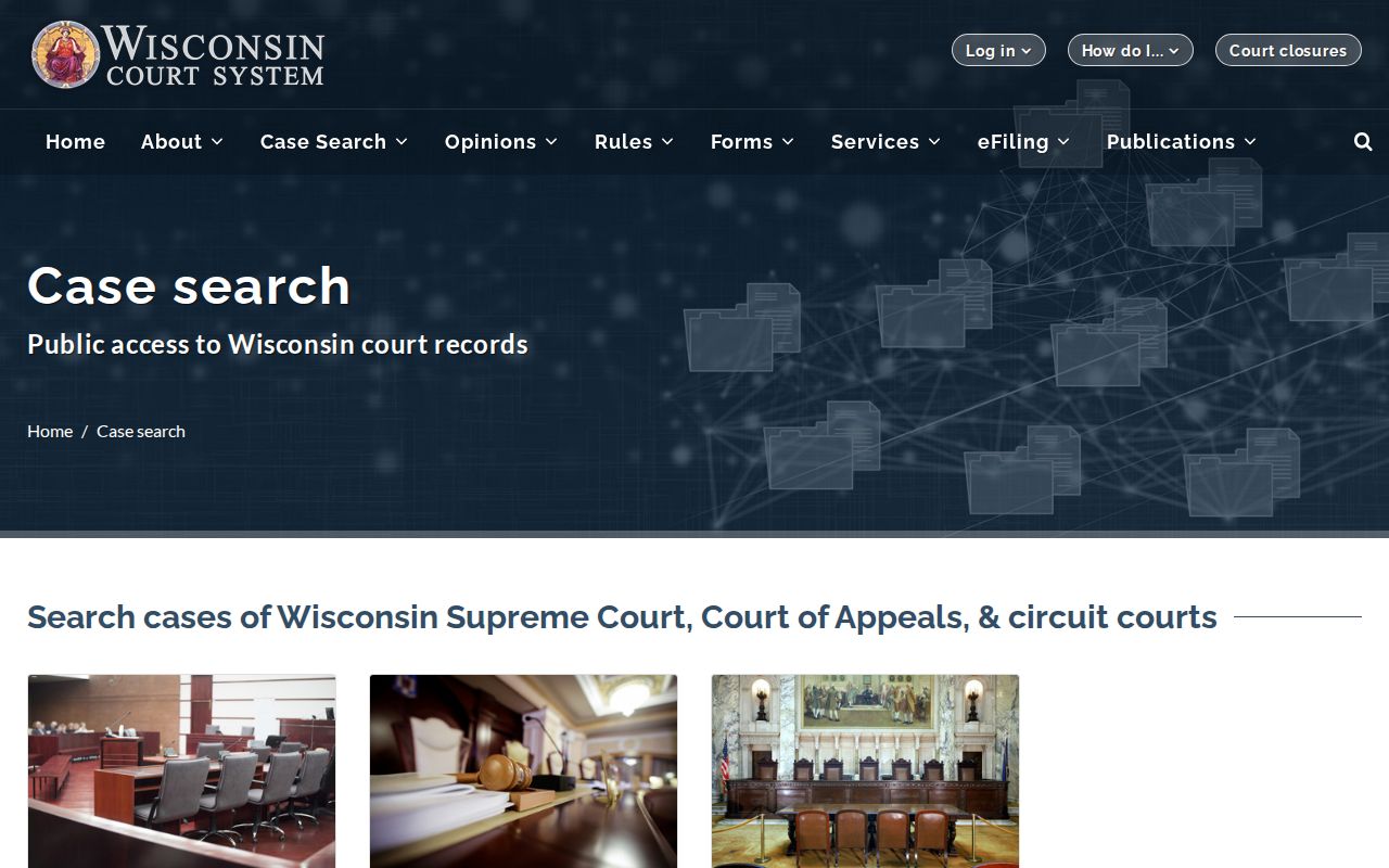 Walworth County docket search gateway for Wisconsin court cases