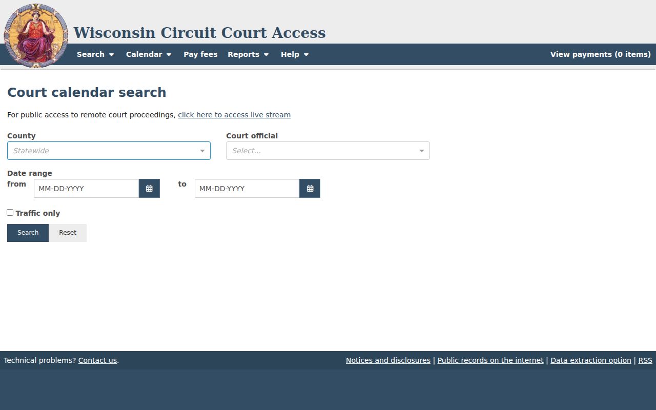 Walworth County court schedule route for court officials