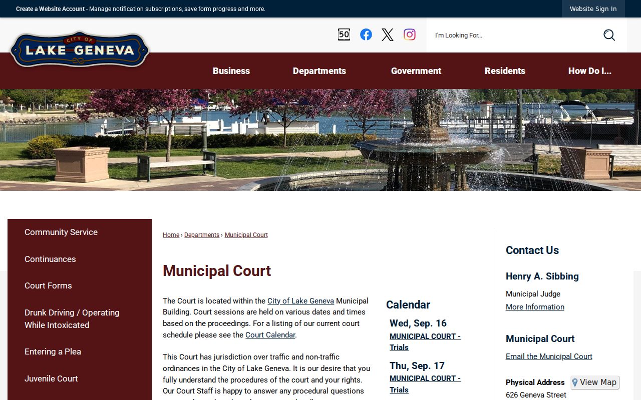 Lake Geneva court records and municipal court information