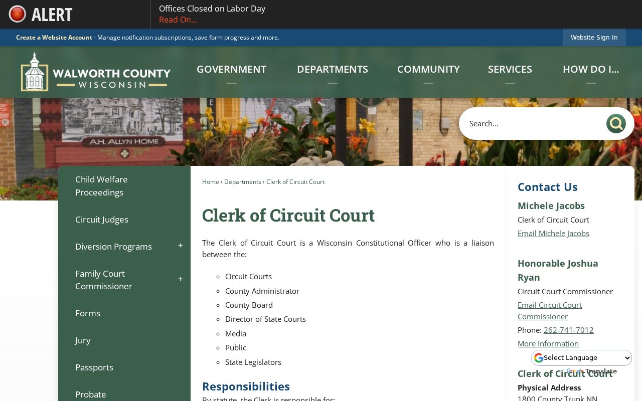 Walworth County Clerk of Circuit Court docket records page